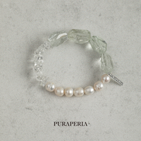 The Coastal Muse Bracelet Green Amethyst Textured Pearl