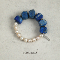 Aria Harmony Bracelet: Raw Harmony Lapis Lazuli Textured Pearl